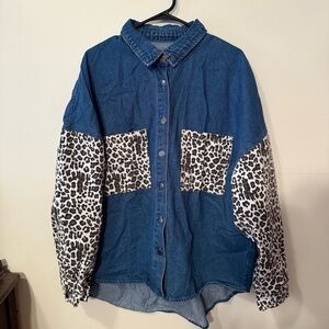 Blue and White Button Down Shirt with Classic Collar